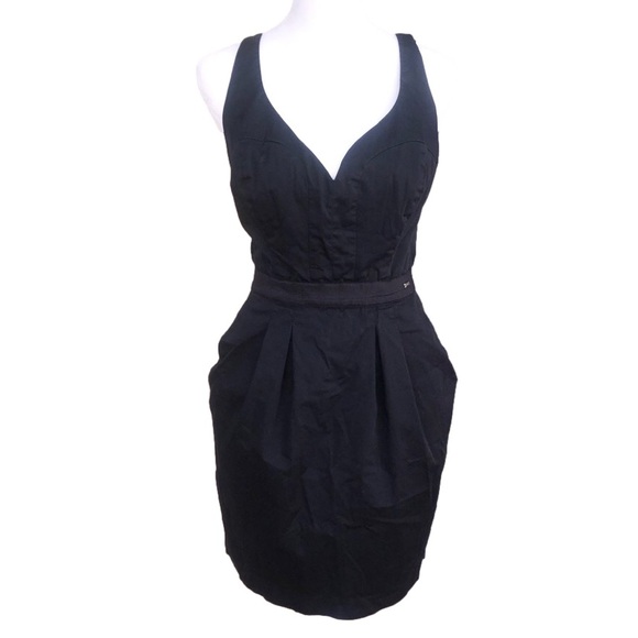 Guess Women's Black Sweetheart Neck Sleeveless Casual Mesh Back Mini Dress - Picture 1 of 7
